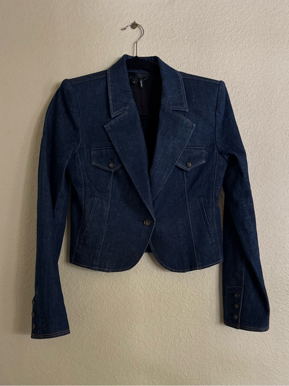PAIGE Dark Indigo Denim Blazer Jacket